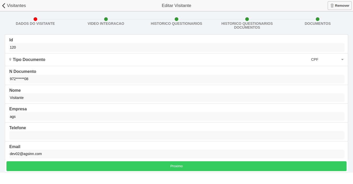 Dados visitante